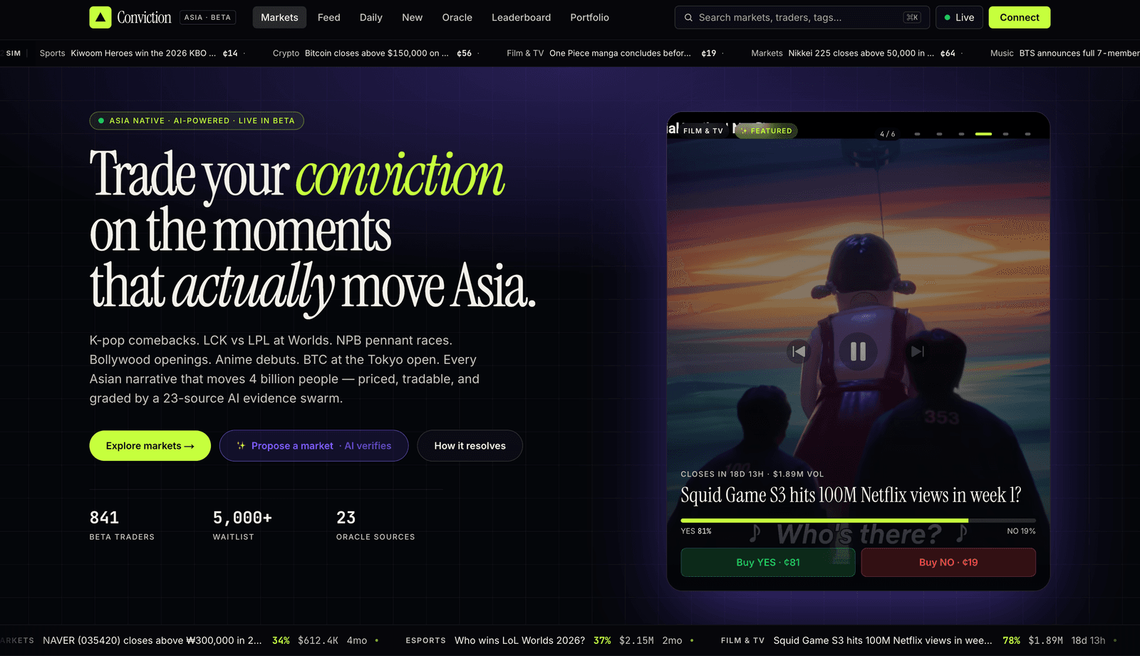 Conviction — prediction markets running on BNB Chain